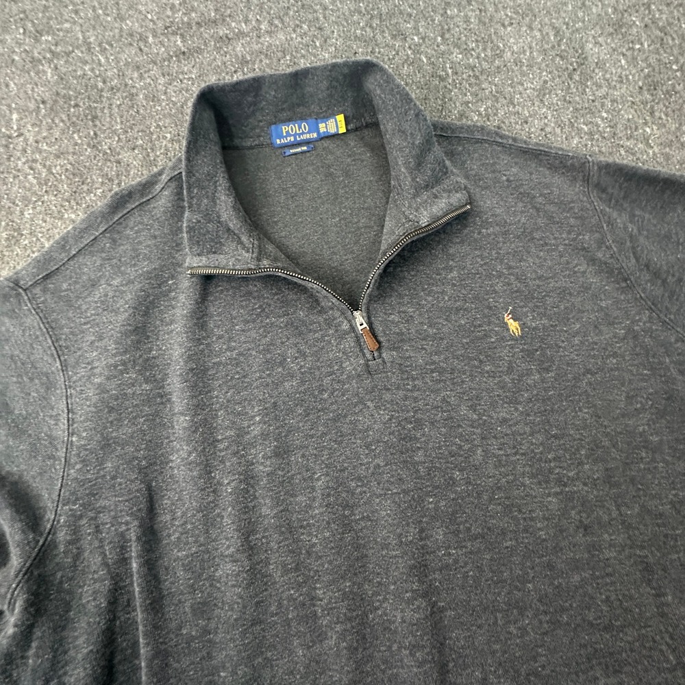 Polo Ralph Lauren Estate Rib Quarter Zip Pullover Sweater Grey Men's 3XB